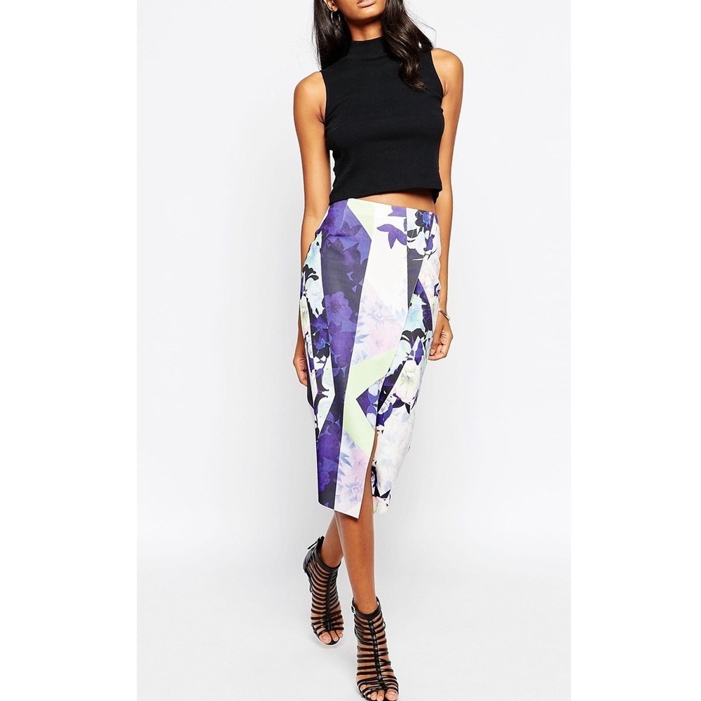 ASOS Floral Purple Midi Skirt